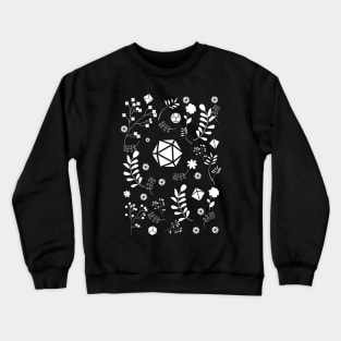 White Polyhedral Dice Set with Plants and Flowers of the Druid Crewneck Sweatshirt